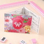 Personalized Chinese Floral Bird Style Tri-Folded Card Cover Sticker Set with Double Letters Birthday Mahjong Night Gift for Mahjong Lovers