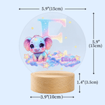 Personalized Cute Rainbow Animals LED Night Light with Name and Wooden Base Room Decor Birthday Children's Day Gift for Children