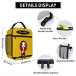Personalized Cartoon Teacher Character Pencil Crayon Waterproof Insulated Lunch Bag with Text Teacher's Day Back to School Gift for Teacher