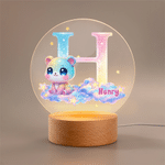 Personalized Cute Rainbow Animals LED Night Light with Name and Wooden Base Room Decor Birthday Children's Day Gift for Children