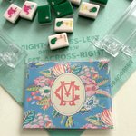 Personalized Chinese Floral Bird Style Tri-Folded Card Cover Sticker Set with Double Letters Birthday Mahjong Night Gift for Mahjong Lovers