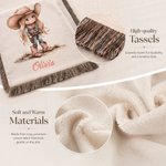 Personalised Cartoon Cowboy Cowgirl Tassel Soft Throw Blanket with Name Home Decor Birthday Gift for Kids Cowboy Lovers