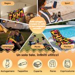 Telo mare personalizzato in microfibra con nome, musica, sport, stelle, graffiti, asciugatura rapida - Regalo di compleanno per bambini e famiglie