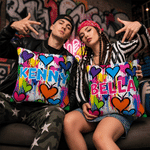 Personalized Graffiti Style Soft Throw Pillow Cover with Name Room Decor Daily Use Birthday Gift for Teenagers Kids