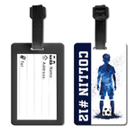 Personalized Teen Silhouette Soccer Luggage Tag with Name Travel Accessory Birthday Team Gift for Soccer Lover