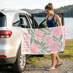 Serviette de plage magnétique surdimensionnée à motif floral multicolore, séchage rapide et personnalisée avec prénom – Cadeau d'anniversaire ou pour les vacances d'été, pour un ami ou un membre de la