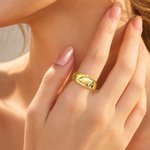 Personalised Dolphin Birthstone Sterling Silver Ring with Engraved Text Dainty Jewellery Birthday Anniversary Gift for Women