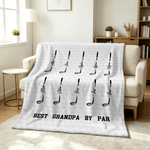 Personalised Best Dad Grandpa By Par Golf Club Soft Throw Blanket with Text and 1-14 Names Home Decor Father's Day Gift for Father Grandfather