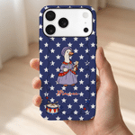 Personalised American Highland Cow Geese Design Phone Case for iPhone with Name American Independence Day Gift for Americans