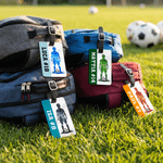 Personalized Teen Silhouette Soccer Luggage Tag with Name Travel Accessory Birthday Team Gift for Soccer Lover