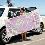 Serviette de plage magnétique surdimensionnée à motif floral multicolore, séchage rapide et personnalisée avec prénom – Cadeau d'anniversaire ou pour les vacances d'été, pour un ami ou un membre de la