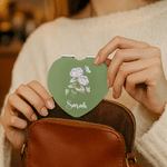 Personalised Birth Flower Compact Heart Round Square Makeup Mirror with Name Birthday Anniversary Gift for Women