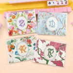 Personalized Chinese Floral Bird Style Tri-Folded Card Cover Sticker Set with Double Letters Birthday Mahjong Night Gift for Mahjong Lovers
