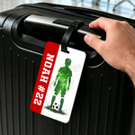 Personalized Teen Silhouette Soccer Luggage Tag with Name Travel Accessory Birthday Team Gift for Soccer Lover