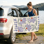 Personalized Retro Floral Oversized Quick Dry Magnetic Beach Towel with Name Beach Pool Party Summer Vacation Birthday Gift for Woman Friend