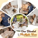 Personalized Pet Photo Fleece Throw Blanket with Name, Memorial Sympathy Gift for Pet Lovers, Whenever You Miss Me Snuggle This