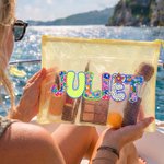 Bolsa de playa y piscina personalizada con nombre artístico impermeable libre de arena regalo vacaciones de verano para mujer
