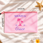 Personalised Girls Trip Palm Leaf Waterproof Transparent Mesh Pool Bag with Year and Name Beach Party Daily Use Birthday Gift for Her
