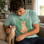 Personalized Multicolour Cute Pet Photo Stripe T-shirt Sweatshirt with Name Daily Wear Birthday Gift for Pet Lover Owner