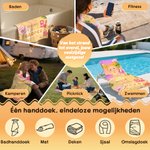Gepersonaliseerd strandlaken met cartoon strandfiguur en naam sneldrogend voor zomer vakantie en zwembad verjaardagscadeau voor jongens en meisjes