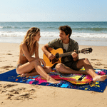 Personalized Musical Instrument Soft Quick Dry Beach Towel with Name Summer Vacation Beach Party Music Festival Gift for Music Lover Friend