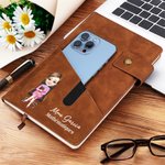 Cahier A5 en cuir PU personnalisé avec nom et personnage de dessin animé - Cadeau de fin d'année pour les professeurs
