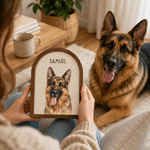 Porte-collier en bois personnalisé avec portrait de votre animal et son nom – Cadeau idéal pour les moments de la vie quotidienne ou en cas de perte d'un animal, destiné aux amoureux des animaux