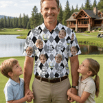 Personalized Diamond Argyle Golf Theme Face Photo Hawaiian Shirt Anniversary Birthday Father's Day Gift for Father Golf Player