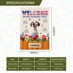 Personalised Independence Day Theme Cartoon Dog Garden Flag with 1-3 Names Yard Decor American Independence Day Gift for Americans Pet Lovers