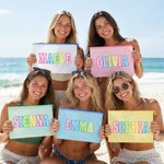 Bolsa de playa transparente personalizada impermeable multicolor con nombre artístico de uso diario regalo de vacaciones de verano para ella