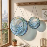 Personalised Ocean Wave Sunrise Stained Glass Acrylic Hanging Suncatcher with Text Home Decor Birthday Gift for Family Friends