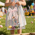 Personalised Cartoon Soccer Cowgirl Cowboy Clear Gift Bag with Name Daily Use Birthday Gift for Kids Socccer Lovers