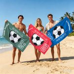 Asciugamano da spiaggia personalizzato con nome, numero e nome della squadra Compleanno, festa estiva in spiaggia per gli amanti dello sport, famiglia e amici.