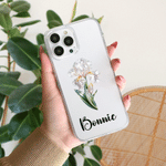 Personalised Birth Flower Phone Case for iPhone with Name Wedding Use Birthday Bachelorette Party Gift for Besties Friends Bride