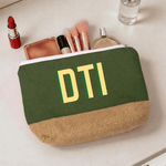 Personalized Double-Color Shadow Monogram Linen Patch Canvas Makeup Bag Bridal Shower Birthday Wedding Gift for Besties Bridesmaids