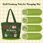 Personalized Teaching Elements Text Large Capacity Corduroy Tote Bag Daily Use Birthday Back to School Appreciation Week Gift for Teacher