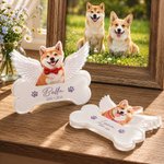 Personalisierte Haustier Gedenktafel mit Foto | mit Namen und Datum | Acryl Gedenkstein mit Engelsflügel | Erinnerung Geschenk für Herrchen Frauchen