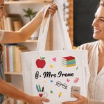 Personalized Teaching Elements Text Large Capacity Corduroy Tote Bag Daily Use Birthday Back to School Appreciation Week Gift for Teacher
