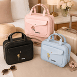 Personalised Birth Flower Waterproof Foldable PU Leather Travel Toiletry Bag with Name Daily Use Birthday Gift for Traveller  Friend