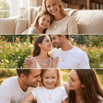 Personalised Birthstone Photo Necklace with Text Anniversary Birthday Gift for Mom Dad Family