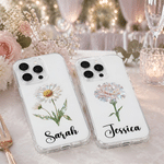Personalised Birth Flower Phone Case for iPhone with Name Wedding Use Birthday Bachelorette Party Gift for Besties Friends Bride