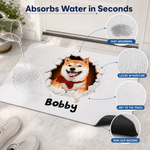 Personalised Pet Photo Bursting through the Wall Non-Slip Door Mat with Name Daily Use Housewarming Birthday Gift for Pet Lover