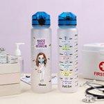 Personalised Nurse Daily Affirmations 32oz Water Bottle Scale Line Design Water Tracker Bottle Medical Graduate Accessory Nurse Week Appreciation Gift