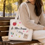 Personalized Teaching Elements Text Large Capacity Corduroy Tote Bag Daily Use Birthday Back to School Appreciation Week Gift for Teacher