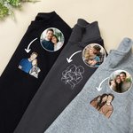 Personalized Couple Photo Embroidered T-shirt Quarter Zip Sweatshirt Hoodie with Text Birthday Wedding Anniversary Gift for Couple