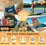 Personalised Sunset Cartoon Character Magnetic Quick-Drying Beach Towel with Name Beach Party Summer Vacation Gift for Kid Family