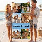 Personalisiertes Foto Strandtuch mit Magnet-Ecken | Badetuch mit Wunschtext | schnelltrocknend | windfest | Sommer Urlaub Geschenk für Familie Freunde