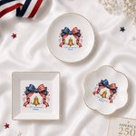 Personalised National Flag Bow Liberty Bell Ceramic Trinket Jewellery Dish with Name Home Decor USA 250th Anniversary Gift for Women
