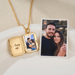 Personalised Birthstone Photo Necklace with Text Anniversary Birthday Gift for Mom Dad Family
