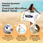 Personalized Grad Cap Cartoon Character Oversized Quick Dry Beach Towel with Name and Year Summer Vacation Beach Party Graduation Gift for Graduates
